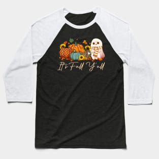 It'S Fall Y'All Boo Ghost Leopard Pumpkin Halloween Baseball T-Shirt